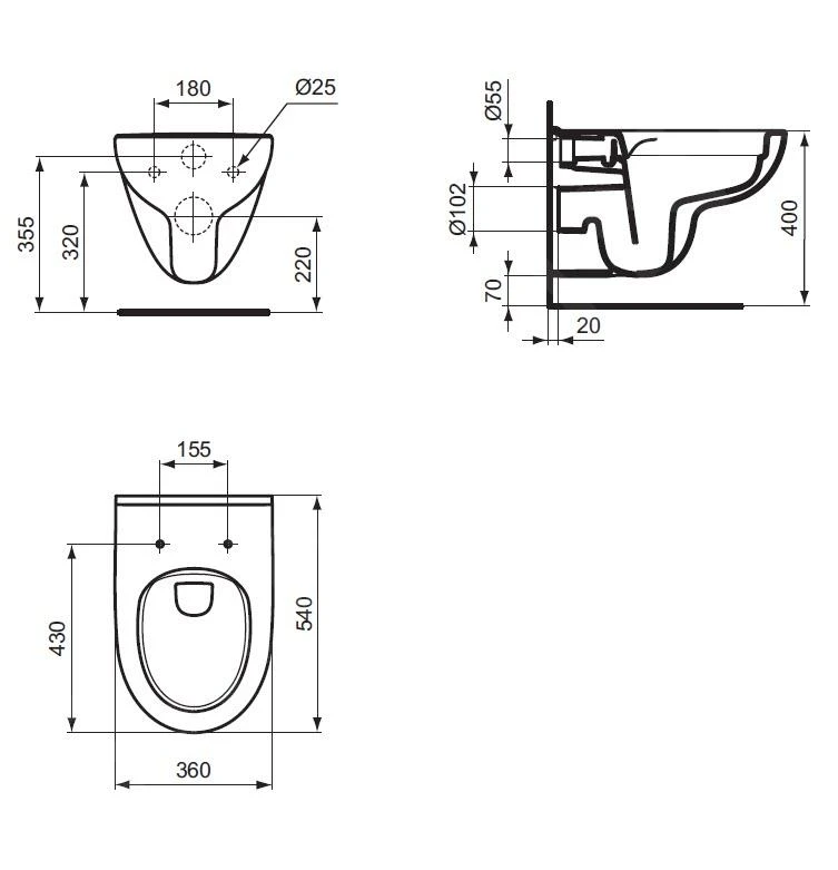 Ideal Standard I.Life A - Hangende WC RL+ UNI, Wit T471601 2 Ideal Standard I.Life A - Hangende WC RL+ UNI, Wit T471601 - Afbeelding 2