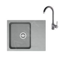 Franke Sets - Set T95, Tectonite Spoelbak OID 611-62 En Kraan FP 9000.084, Grijs 143.0675.617