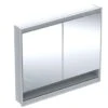 Geberit ONE - Spiegelkast Met LED-verlichting, 1050x900x150 Mm, 2 Deuren, Met Nis, Inbouw, Aluminium 505.824.00.1