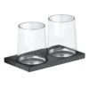 Keuco Edition 11 - Tandenborstelbekers Met Houder, Glas/zwart Chroom Geborsteld 11151139000