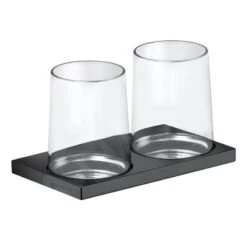 Keuco Edition 11 - Tandenborstelbekers Met Houder, Glas/zwart Chroom Geborsteld 11151139000