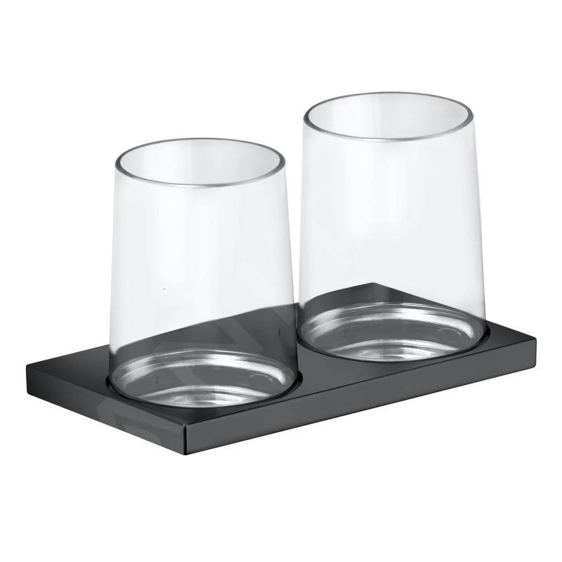Keuco Edition 11 - Tandenborstelbekers Met Houder, Glas/zwart Chroom Geborsteld 11151139000 1 Keuco Edition 11 - Tandenborstelbekers Met Houder, Glas/zwart Chroom Geborsteld 11151139000