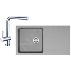 Franke Sets - Spoelbakset T39, OID 611 Tectonite Spoelbak, Grijs + Keukenkraan SAMOA, Chroom 114.0441.293