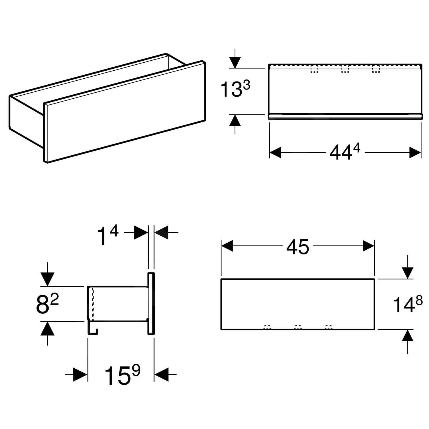 Geberit Acanto - Planchette 450x148 Mm, Wit 500.617.01.2 2 Geberit Acanto - Planchette 450x148 Mm, Wit 500.617.01.2 - Afbeelding 2