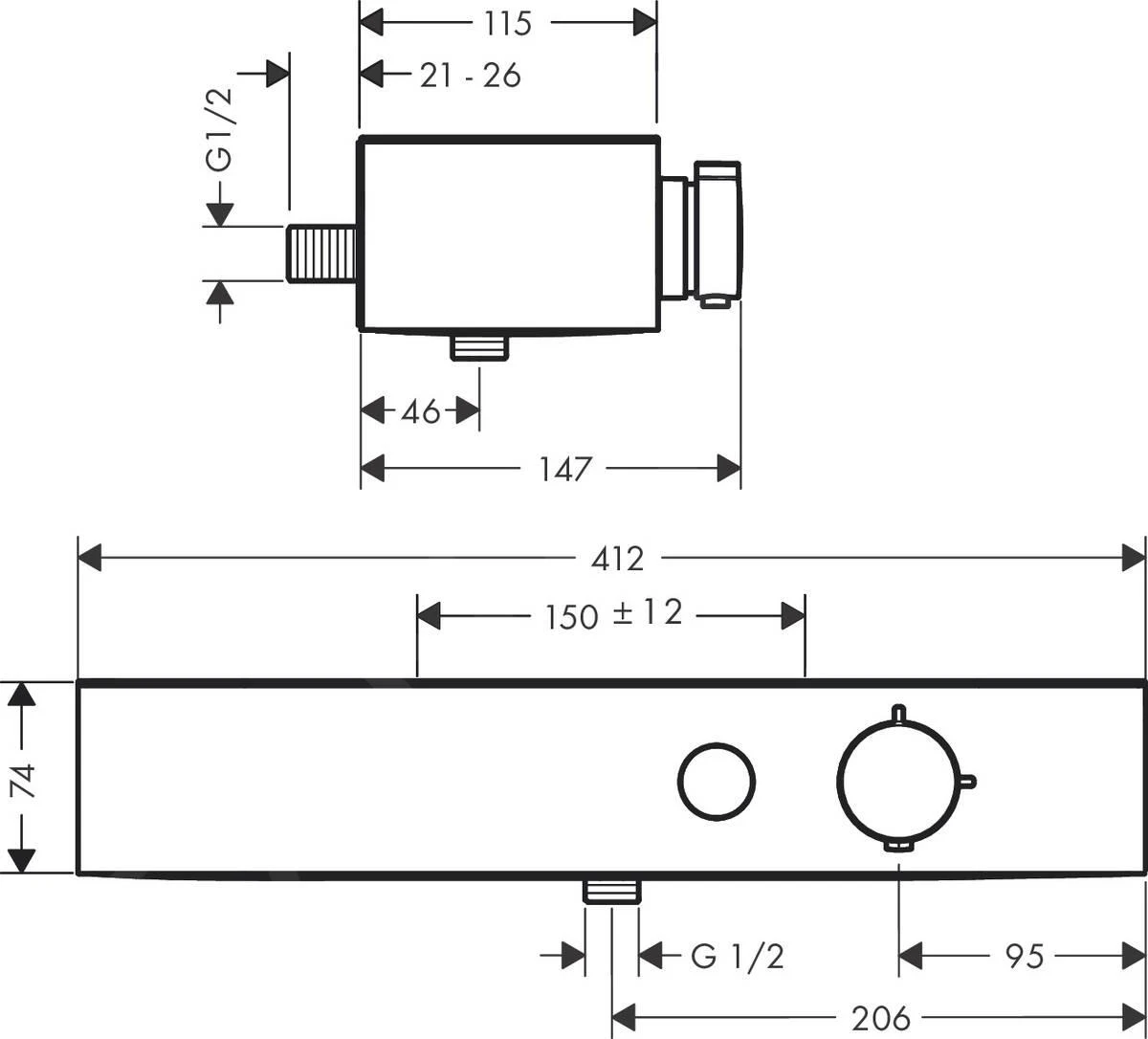 Hansgrohe ShowerTablet Select - Thermostatische Douchekraan, Mat Zwart 24360670 2 Hansgrohe ShowerTablet Select - Thermostatische Douchekraan, Mat Zwart 24360670 - Afbeelding 2