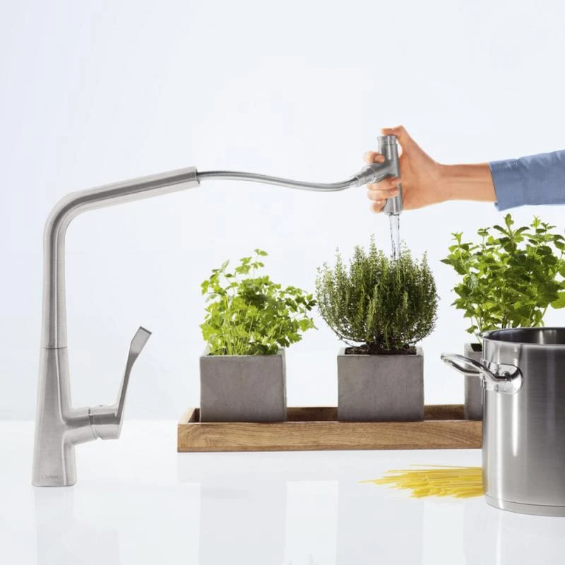 Hansgrohe M71 - Keukenkraan M7117-H320 Met Uittrekbare Handdouche, SBOX, RVS Look 73816800 6 Hansgrohe M71 - Keukenkraan M7117-H320 Met Uittrekbare Handdouche, SBOX, RVS Look 73816800 - Afbeelding 6