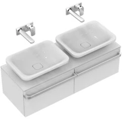 Ideal Standard Tonic II - Wastafelonderkast Voor Dubbele Wastafel 1220x440x350 Mm, Met Lak Glanzend Wit R4305WG -Woonwinkel 2dbf426e0014a7389785b5bc