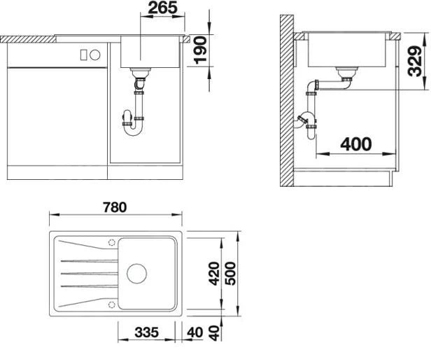 Blanco Sona 45 - Silgranit Spoelbak, 780x500 Mm, Tartufo 519669 2 Blanco Sona 45 - Silgranit Spoelbak, 780x500 Mm, Tartufo 519669 - Afbeelding 2