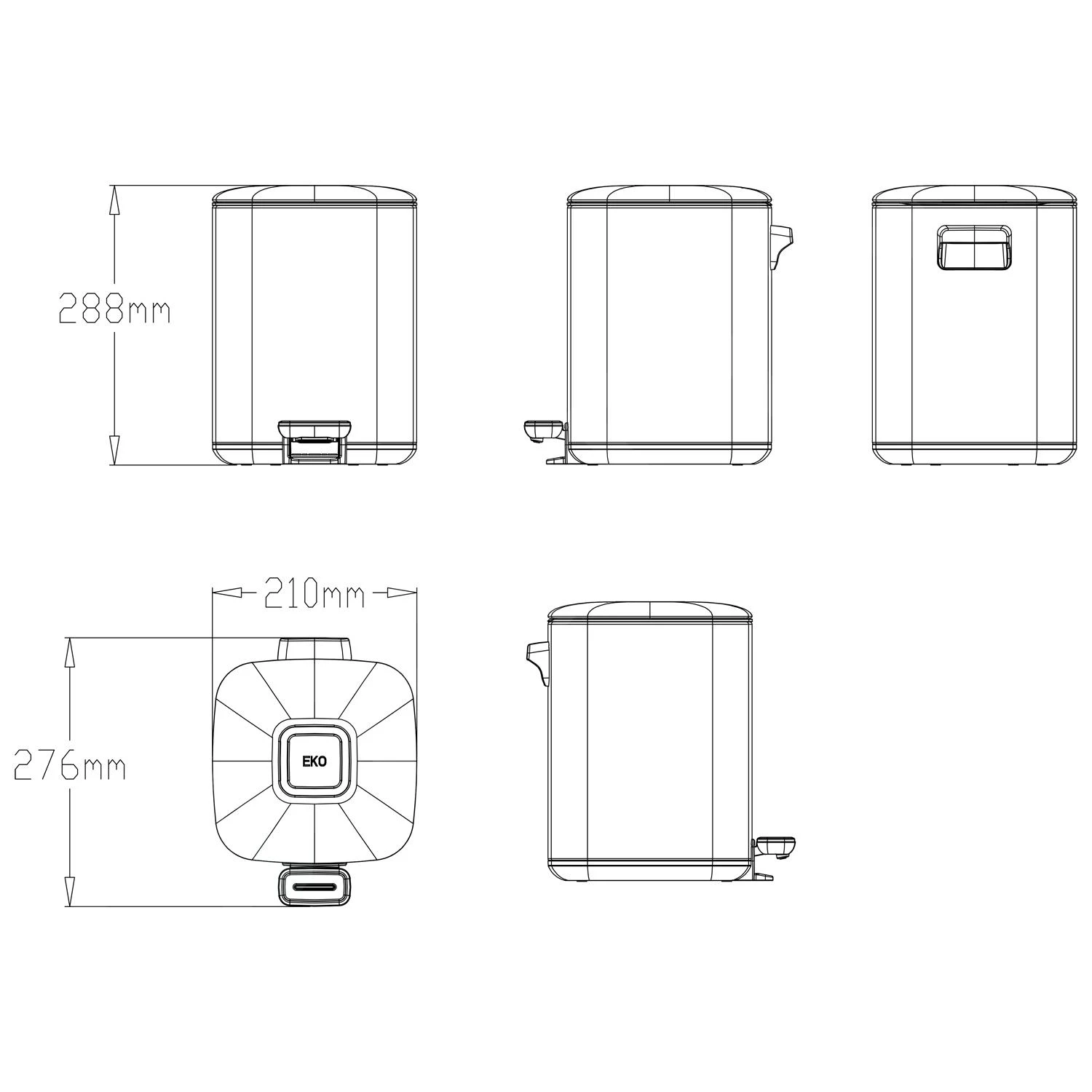 Sapho Regent - Prullenbak 6 L, SoftClose, Mat RVS DR501 2 Sapho Regent - Prullenbak 6 L, SoftClose, Mat RVS DR501 - Afbeelding 2
