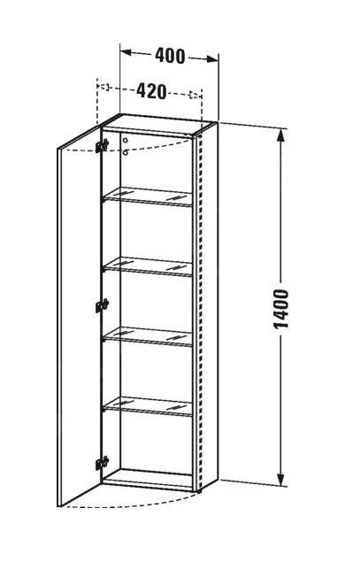 Duravit DuraStyle - Hoge Kast 1400x400x240 Mm, Links, Glanzend Wit DS1218L2222 2 Duravit DuraStyle - Hoge Kast 1400x400x240 Mm, Links, Glanzend Wit DS1218L2222 - Afbeelding 2