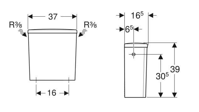 Geberit Selnova Square - Stortbak, 370x390 Mm, Wit 501.578.01.1 2 Geberit Selnova Square - Stortbak, 370x390 Mm, Wit 501.578.01.1 - Afbeelding 2