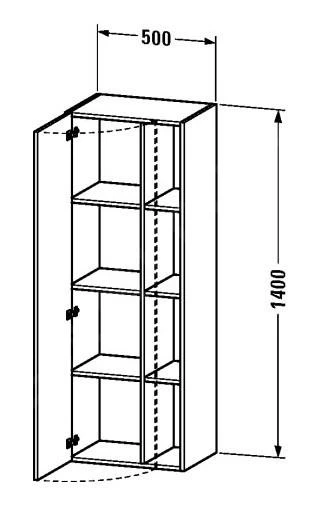 Duravit DuraStyle - Hoge Kast 1400x500x360 Mm, Links, Glanzend Wit DS1239L2222 2 Duravit DuraStyle - Hoge Kast 1400x500x360 Mm, Links, Glanzend Wit DS1239L2222 - Afbeelding 2