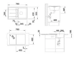 Blanco Metra 45 - Silgranit Spoelbak, 780x500 Mm, Met Afvoerbediening, Grijs 527288 -Woonwinkel 458dca01ecf45563a0a4c5a6