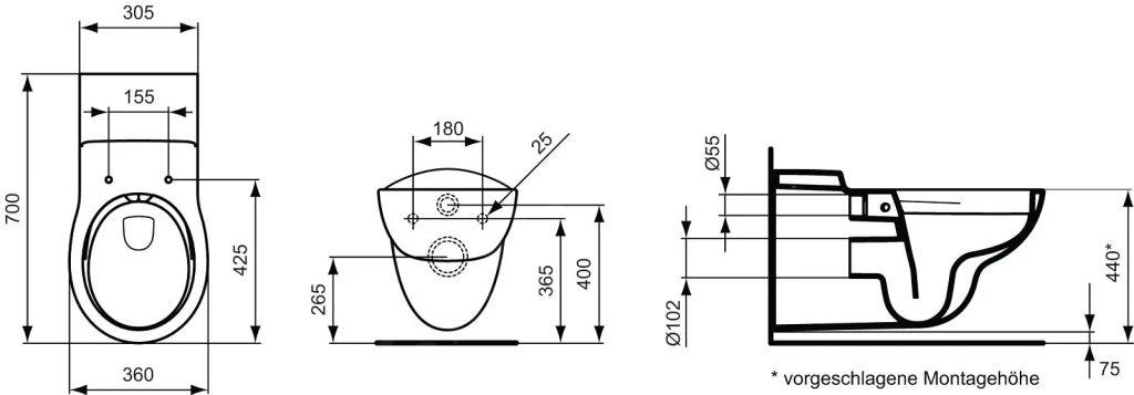 Ideal Standard Contour 21 - Hangend Toilet, Barrièrevrij, Rimless, Wit S306901 2 Ideal Standard Contour 21 - Hangend Toilet, Barrièrevrij, Rimless, Wit S306901 - Afbeelding 2
