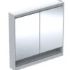Geberit ONE - Spiegelkast Met LED-verlichting, 900x900x150 Mm, 2 Deuren, Met Nis, Wit 505.833.00.2