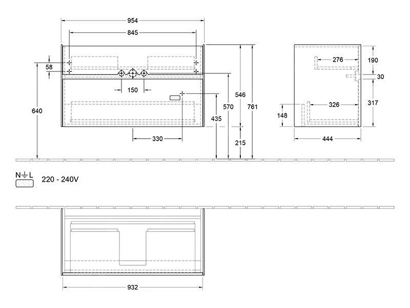Villeroy & Boch Collaro - Wastafelonderkast, 954x546x444 Mm, 2 Laden, Glossy White C01100DH 2 Villeroy & Boch Collaro - Wastafelonderkast, 954x546x444 Mm, 2 Laden, Glossy White C01100DH - Afbeelding 2