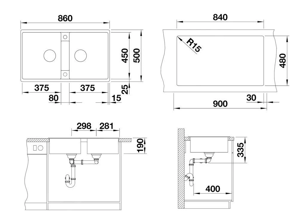 Blanco Zia 9 - Silgranit Spoelbak, 860x500 Mm, Grijs 527393 2 Blanco Zia 9 - Silgranit Spoelbak, 860x500 Mm, Grijs 527393 - Afbeelding 2