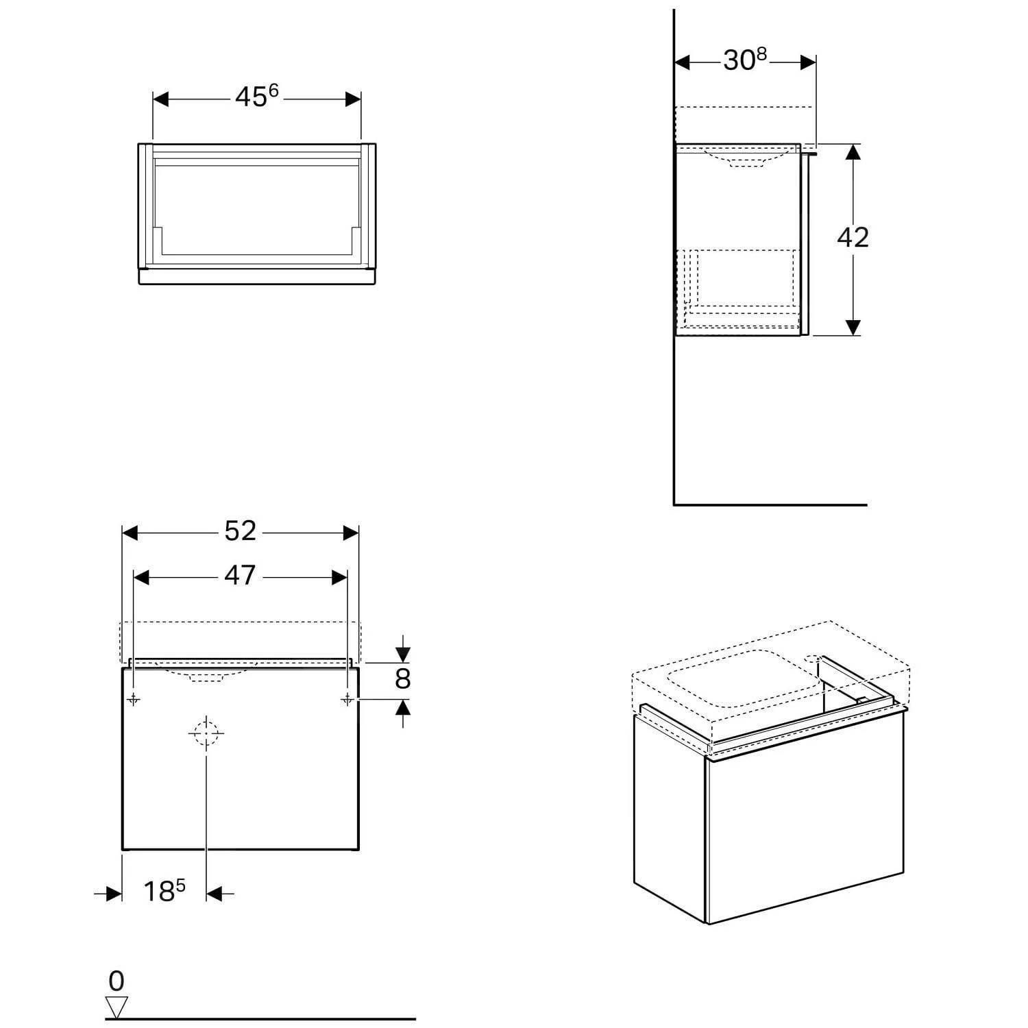 Geberit ICon - Fontein Onderkast 530 Mm, Mat Wit 841052000 2 Geberit ICon - Fontein Onderkast 530 Mm, Mat Wit 841052000 - Afbeelding 2