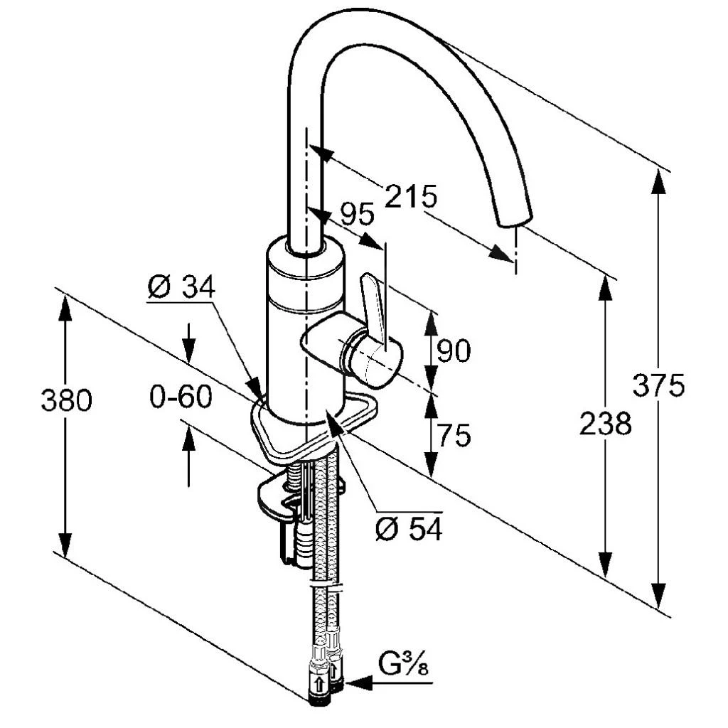 Kludi E-Go - Elektronische ééngreeps Keukenmengkraan, Netvoeding, Chroom 422000575 2 Kludi E-Go - Elektronische ééngreeps Keukenmengkraan, Netvoeding, Chroom 422000575 - Afbeelding 2
