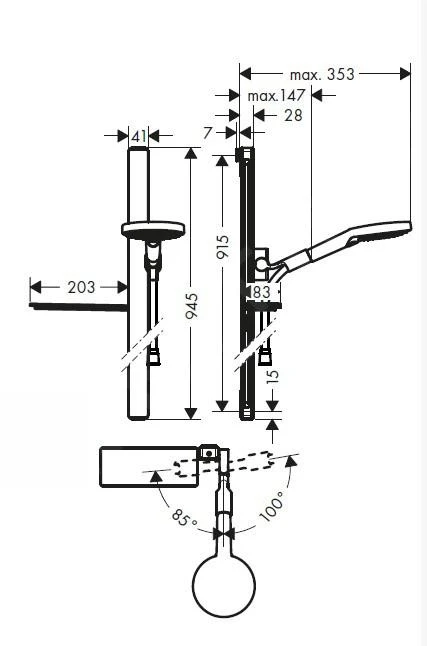 Hansgrohe Raindance Select S - Glijstangset Select 120, 3jet, Glijstang 900 Mm, Chroom 27648000 2 Hansgrohe Raindance Select S - Glijstangset Select 120, 3jet, Glijstang 900 Mm, Chroom 27648000 - Afbeelding 2