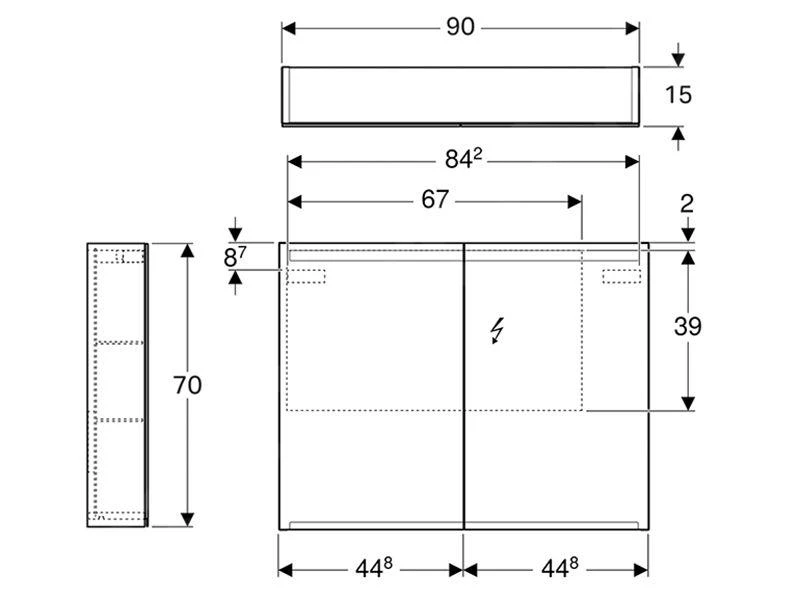 Geberit Option - Spiegelkast Met Verlichting, 900x700x150 Mm 500.583.00.1 2 Geberit Option - Spiegelkast Met Verlichting, 900x700x150 Mm 500.583.00.1 - Afbeelding 2