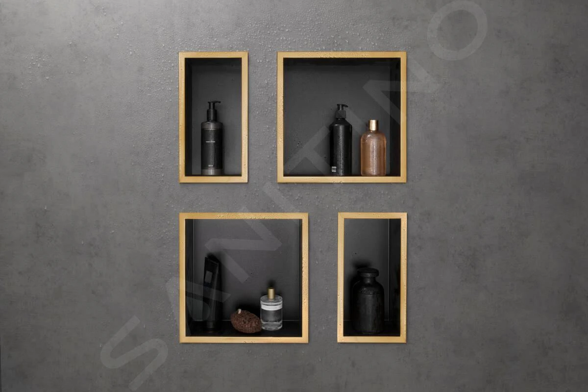 Hansgrohe XtraStoris Individual - Inbouwnis Met Designlijst, 300x300x100 Mm, Mat Zwart/gepolijst Goud 56098990 4 Hansgrohe XtraStoris Individual - Inbouwnis Met Designlijst, 300x300x100 Mm, Mat Zwart/gepolijst Goud 56098990 - Afbeelding 4