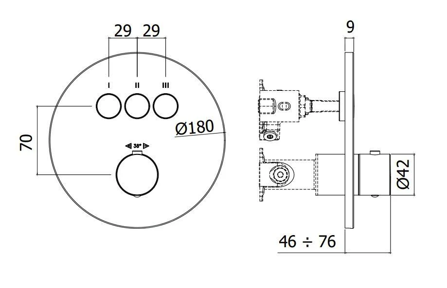 Paffoni Compact Box - Thermostatische Inbouwkraan, Voor 3 Uitgangen, Goud CPT019HG 2 Paffoni Compact Box - Thermostatische Inbouwkraan, Voor 3 Uitgangen, Goud CPT019HG - Afbeelding 2