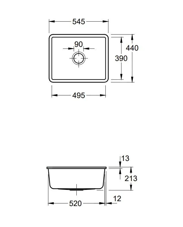 Villeroy & Boch Subway 60 - Keramische Spoelbak 55x44 Cm, CeramicPlus, Chromiet 331001J0 2 Villeroy & Boch Subway 60 - Keramische Spoelbak 55x44 Cm, CeramicPlus, Chromiet 331001J0 - Afbeelding 2