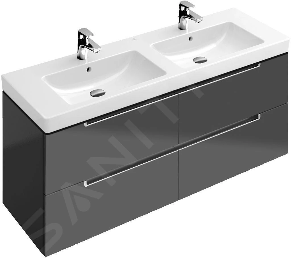 Villeroy & Boch Subway 2.0 - Wastafelkast, 1287x520x449 Mm, Glossy Grey A69900FP 1 Villeroy & Boch Subway 2.0 - Wastafelkast, 1287x520x449 Mm, Glossy Grey A69900FP