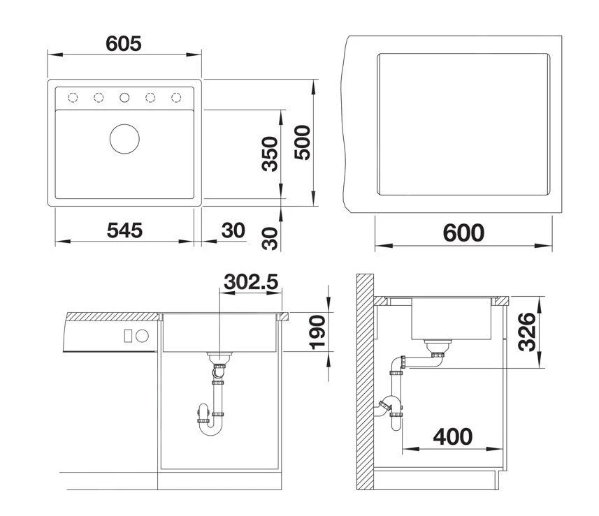 Blanco Dalago 6 - Silgranit Spoelbak, 605x500 Mm, Met Afvoerbediening, Zacht Wit 527064 2 Blanco Dalago 6 - Silgranit Spoelbak, 605x500 Mm, Met Afvoerbediening, Zacht Wit 527064 - Afbeelding 2