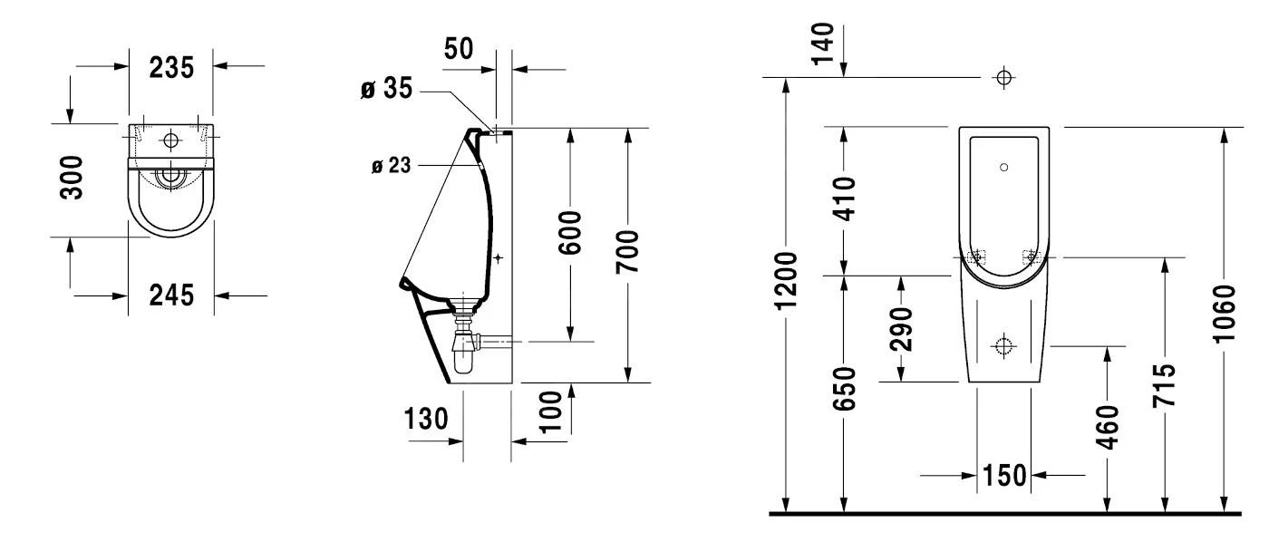 Duravit Starck 3 - Urinoir, Bovenste Waterinlaat, Rimless, Met WonderGliss, Alpine Wit 08262500001 2 Duravit Starck 3 - Urinoir, Bovenste Waterinlaat, Rimless, Met WonderGliss, Alpine Wit 08262500001 - Afbeelding 2