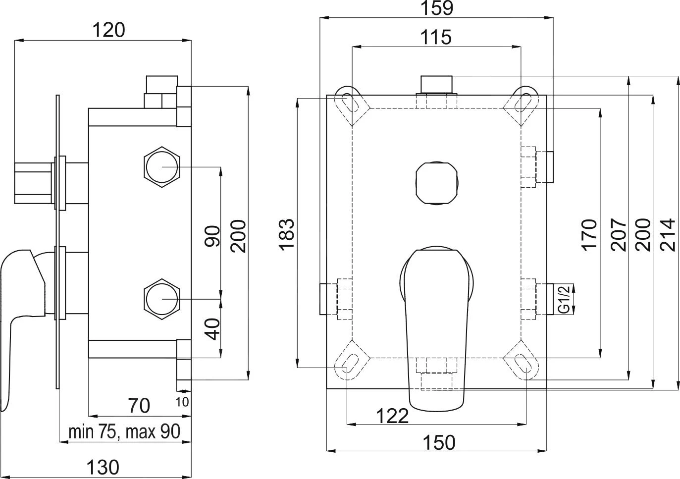 Novaservis Nobless Tina - Inbouwkraan Tina Voor 3 Functies Met Binnenwerk, Zwart Mat BOX38051RX,5 2 Novaservis Nobless Tina - Inbouwkraan Tina Voor 3 Functies Met Binnenwerk, Zwart Mat BOX38051RX,5 - Afbeelding 2
