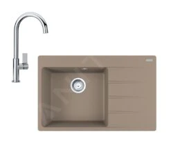 Franke Sets - Set G218, Fragraniet Spoelbak CNG 611-78 TL/2 En Keukenkraan FP 0408.031, Cashmere/chroom 114.0650.814