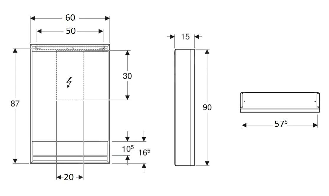 Geberit ONE - Spiegelkast Met LED-verlichting, 600x900x150 Mm, Scharnieren Rechts, Met Nis, Wit 505.831.00.2 2 Geberit ONE - Spiegelkast Met LED-verlichting, 600x900x150 Mm, Scharnieren Rechts, Met Nis, Wit 505.831.00.2 - Afbeelding 2