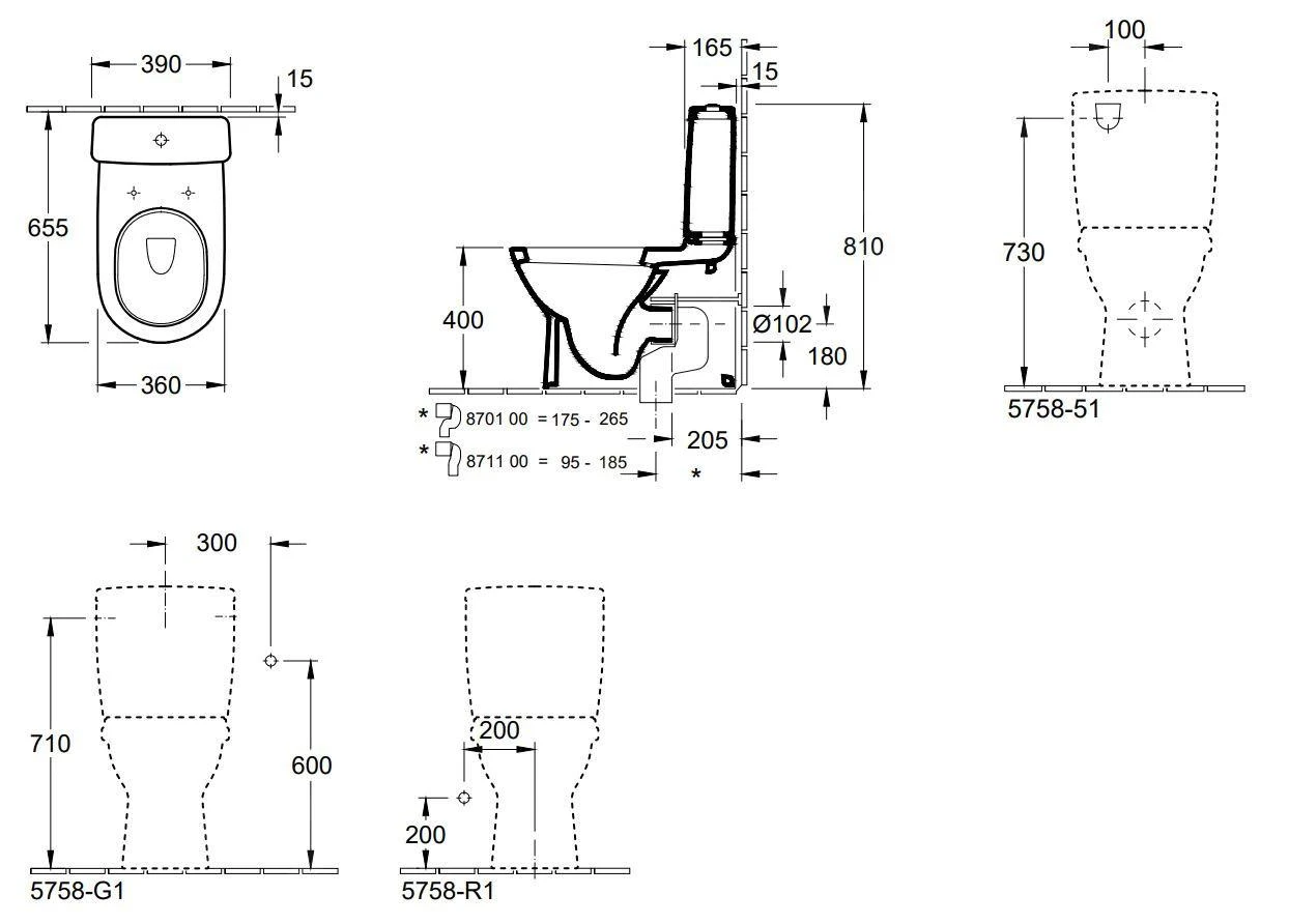 Villeroy & Boch O.novo - Staande Toiletpot, Vario Afvoer, CeramicPlus, Alpine Wit 565810R1 2 Villeroy & Boch O.novo - Staande Toiletpot, Vario Afvoer, CeramicPlus, Alpine Wit 565810R1 - Afbeelding 2