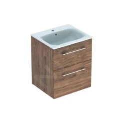 Geberit Selnova Square - Wastafelonderkast 635x538x480 Mm, Met Wastafel, 2 Laden, Hickorynoot 501.234.00.1