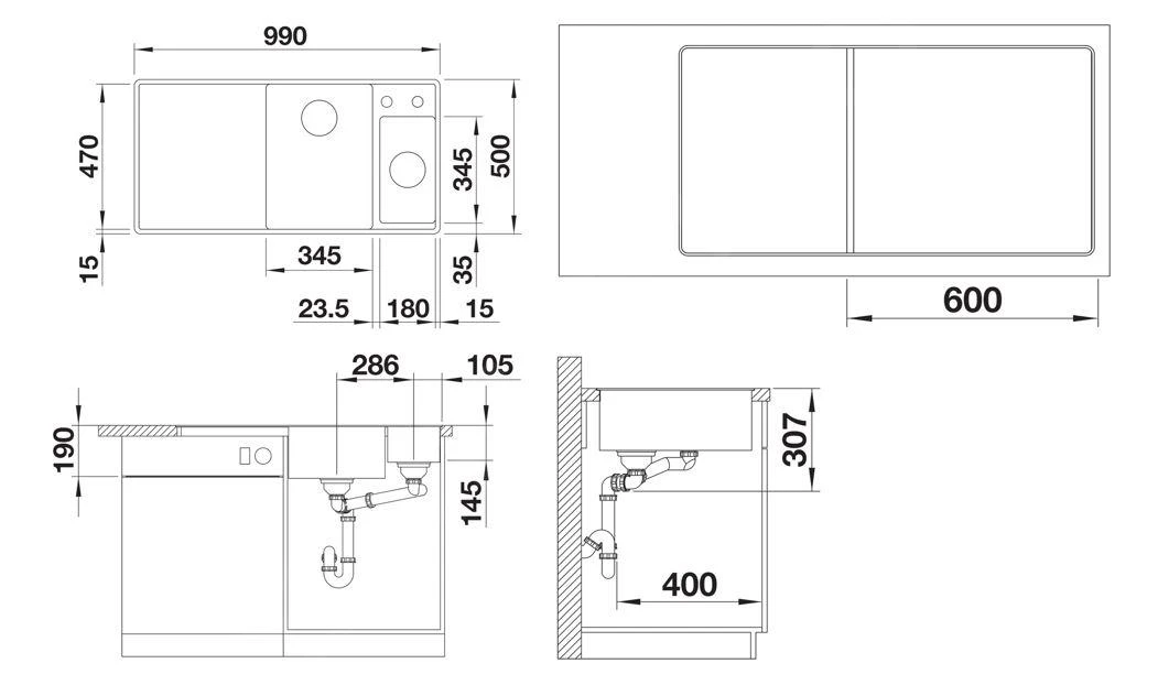 Blanco Axia III 6 - Silgranit Spoelbak, 990x500 Mm, Met Afvoerbediening En Toebehoren, InFino, Grijs 527230 2 Blanco Axia III 6 - Silgranit Spoelbak, 990x500 Mm, Met Afvoerbediening En Toebehoren, InFino, Grijs 527230 - Afbeelding 2