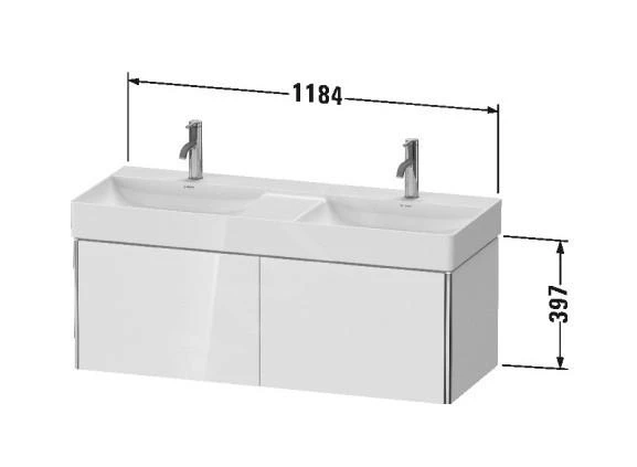 Duravit XSquare - Dubbele Wastafelonderkast 397x1184x460 Mm, 2 Laden, Glanzend Wit XS406402222 2 Duravit XSquare - Dubbele Wastafelonderkast 397x1184x460 Mm, 2 Laden, Glanzend Wit XS406402222 - Afbeelding 2