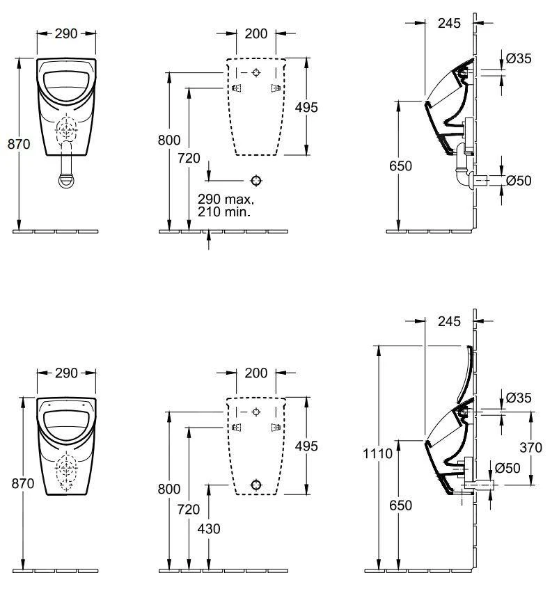 Villeroy & Boch O.novo - Compact Urinoir Voor Deksel, Achterzijde, CeramicPlus, Alpine Wit 755701R1 2 Villeroy & Boch O.novo - Compact Urinoir Voor Deksel, Achterzijde, CeramicPlus, Alpine Wit 755701R1 - Afbeelding 2