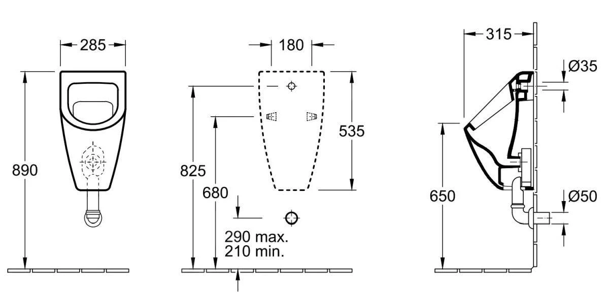Villeroy & Boch Subway - Urinoir Voor Deksel, CeramicPlus, Stone White 751301RW 2 Villeroy & Boch Subway - Urinoir Voor Deksel, CeramicPlus, Stone White 751301RW - Afbeelding 2