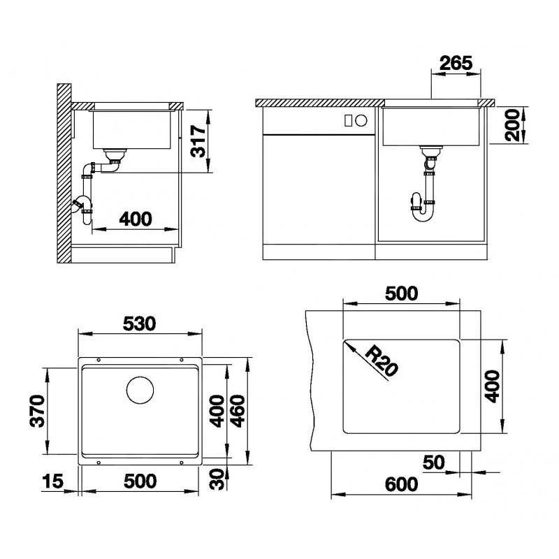 Blanco Etagon 500 - Silgranit Spoelbak, 530x460 Mm, Met Verschuifbare Rails, Zwart 525887 2 Blanco Etagon 500 - Silgranit Spoelbak, 530x460 Mm, Met Verschuifbare Rails, Zwart 525887 - Afbeelding 2