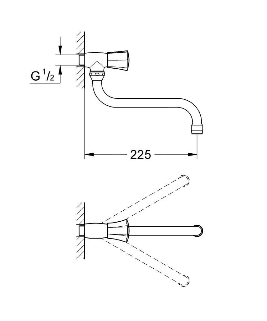Grohe Costa - Tapkraan, Chroom 30484001 2 Grohe Costa - Tapkraan, Chroom 30484001 - Afbeelding 2