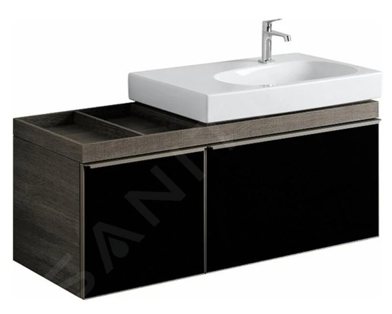 Geberit Citterio - Wastafelonderkast 750 Mm, Met Bijzetplank, Glanzend Zwart/eik Grijsbruin 500.563.JJ.1 1 Geberit Citterio - Wastafelonderkast 750 Mm, Met Bijzetplank, Glanzend Zwart/eik Grijsbruin 500.563.JJ.1