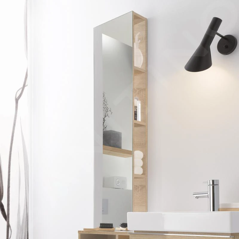 Geberit ICon - Rek Met Spiegel 280x1200x140 Mm, Eikenhout 841030000 3 Geberit ICon - Rek Met Spiegel 280x1200x140 Mm, Eikenhout 841030000 - Afbeelding 3