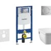 Geberit Duofix - Inbouwreservoir Voor Hangend Toilet Met SIGMA01 Bedieningsknop, Glanzend Chroom + Tece One - Hangend Douche-wc En Wc-bril, Rimless, SoftClose 111.300.00.5 NT2