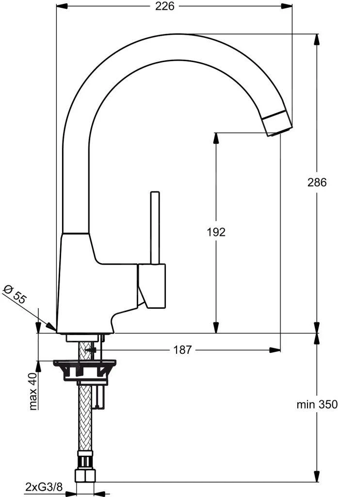 Ideal Standard Nora - Keukenkraan, Chroom B9328AA 2 Ideal Standard Nora - Keukenkraan, Chroom B9328AA - Afbeelding 2