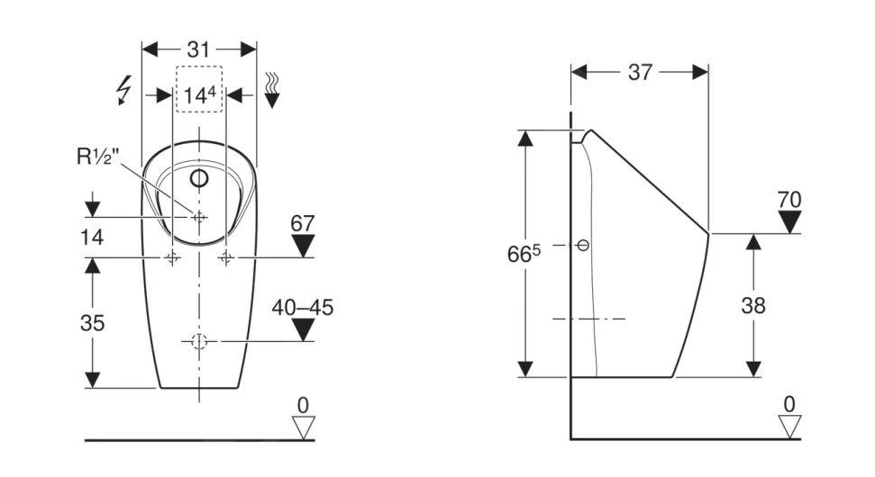 Geberit Urinoirs - Urinoir Preda, Voor Inbouwstuursysteem, Wit 116.070.00.1 2 Geberit Urinoirs - Urinoir Preda, Voor Inbouwstuursysteem, Wit 116.070.00.1 - Afbeelding 2