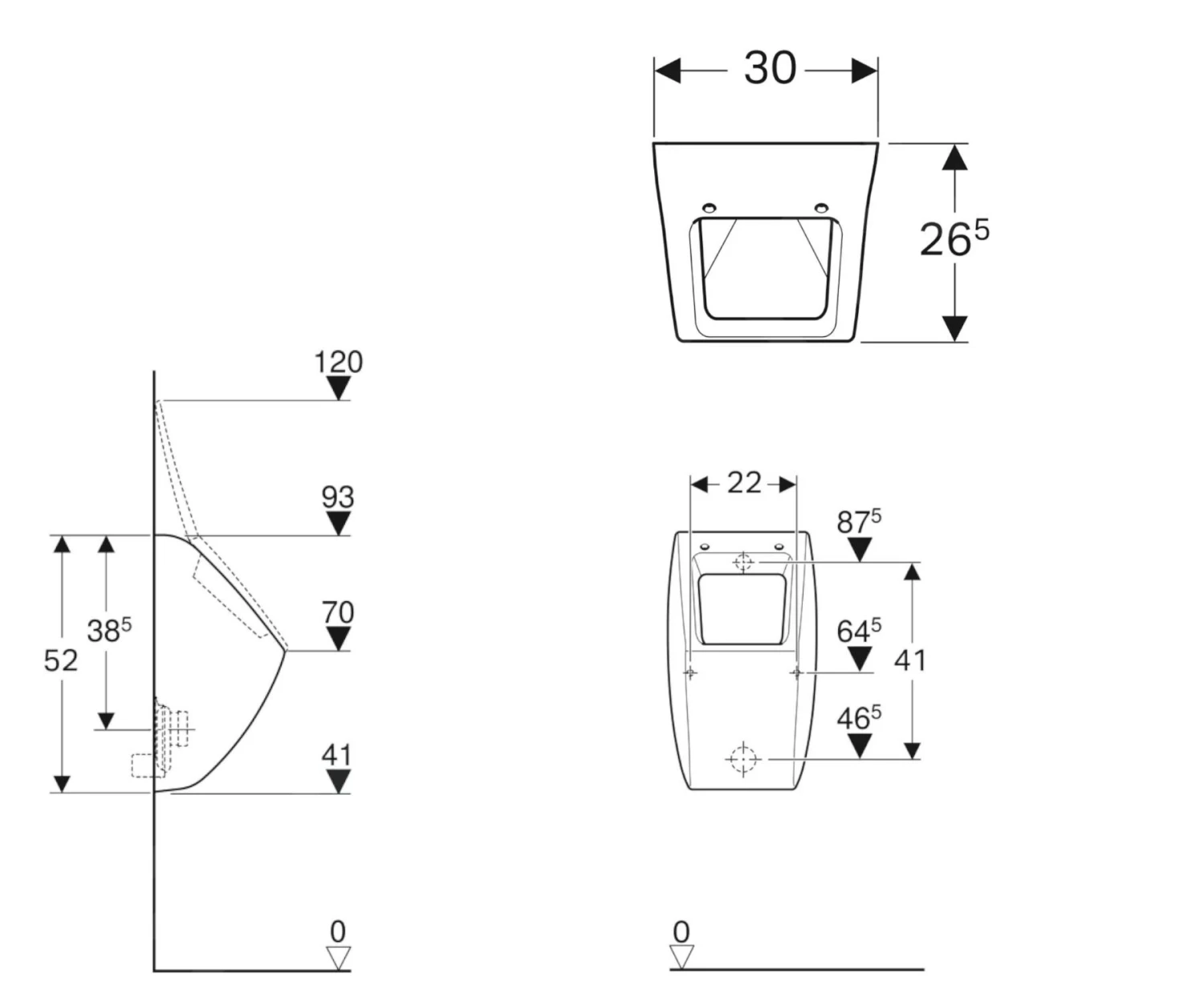 Geberit Urinoirs - Urinoir, Achterinlaat, Wit 236100000 2 Geberit Urinoirs - Urinoir, Achterinlaat, Wit 236100000 - Afbeelding 2