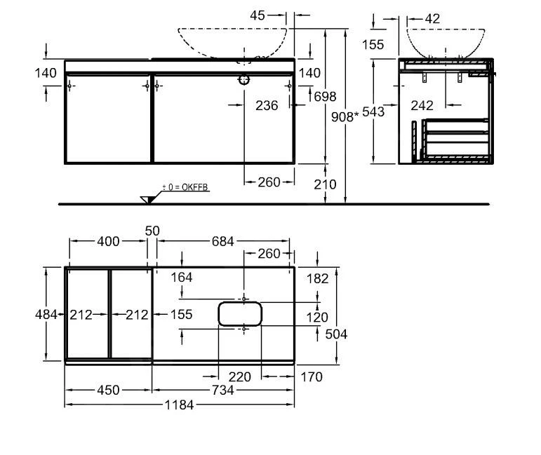 Geberit Citterio - Wastafelonderkast 560 Mm Voor Waskom, Met Bijzetplank, Glanzend Zwart/eik Grijsbruin 500.565.JJ.1 2 Geberit Citterio - Wastafelonderkast 560 Mm Voor Waskom, Met Bijzetplank, Glanzend Zwart/eik Grijsbruin 500.565.JJ.1 - Afbeelding 2