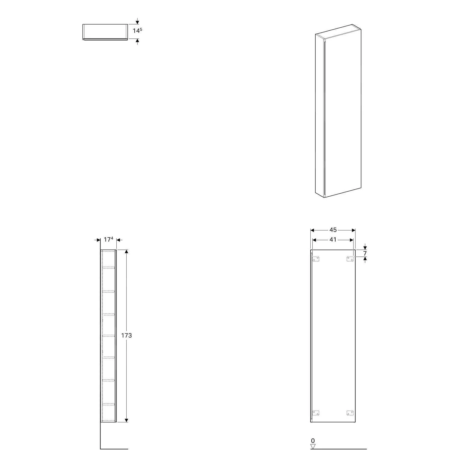 Geberit Acanto - Hoge Badkamerkast 1730x450 Mm, Zand Grijs 500.637.JL.2 2 Geberit Acanto - Hoge Badkamerkast 1730x450 Mm, Zand Grijs 500.637.JL.2 - Afbeelding 2